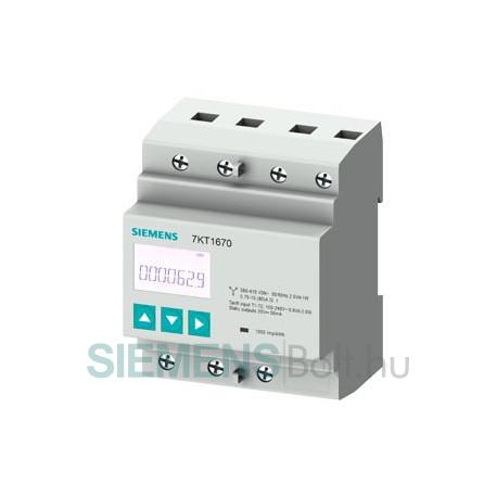 Siemens 7KT1670 SENTRON 7KT PAC1600 fogyasztásmérő, 230 V, 80 A, 3-fázis, S0, kalapsínre.